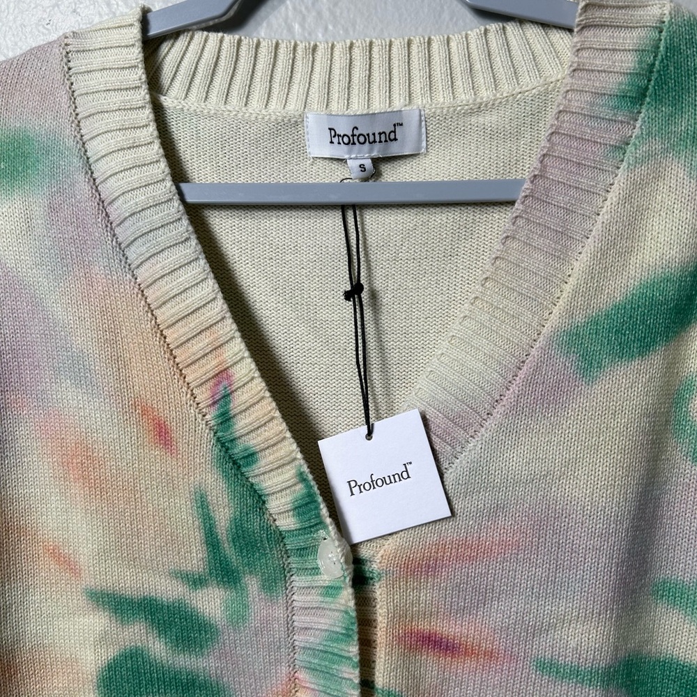 Men's PROFOUND Tie-Dye Green Cardigan Sweater - Picture 3 of 7